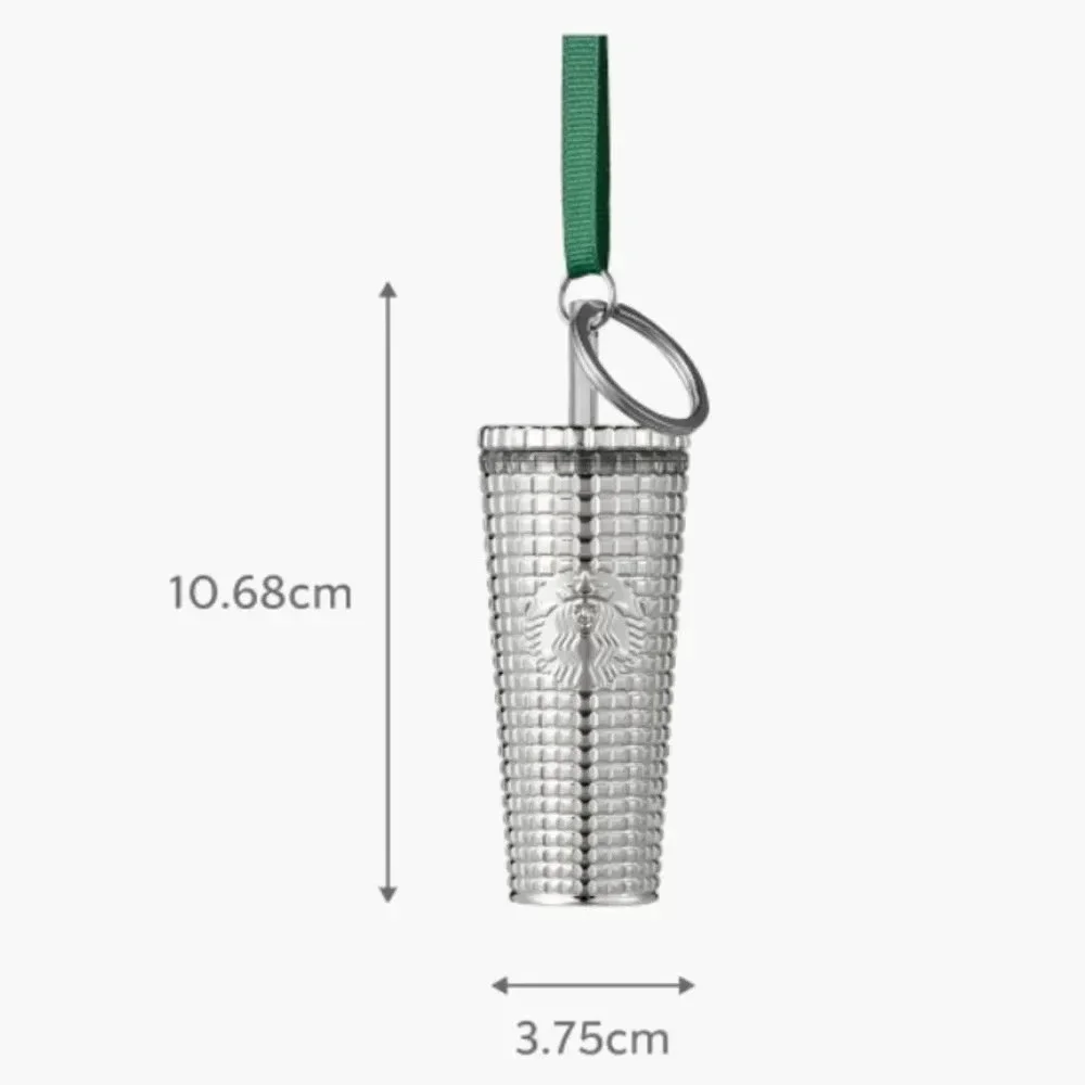 NEW Starbucks Holiday 2023 Shiny Silver Studded Mini Tumbler Ornament Keychain